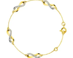 Bransoletka z żółtego złota z brylantami - nieskończoność - 0,03 ct - próba 375