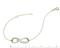 Bransoletka z żółtego złota z diamentami - mama, nieskończoność - 0,01 ct - próba 585