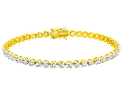 Bransoletka z żółtego złota z brylantami laboratoryjnymi - 19 cm - 3,00 ct - próba 750