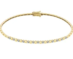 Bransoletka z żółtego złota z brylantami - 18 cm - 0,07 ct - próba 585