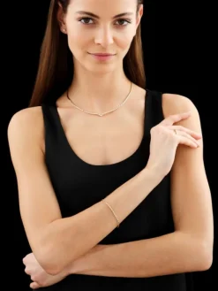 Bransoletka z żółtego złota z brylantami - 18 cm - 0,07 ct - próba 585