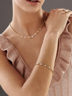 Bransoletka z żółtego złota z brylantami - 18 cm - 0,63 ct - próba 585