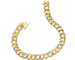 Bransoletka z żółtego złota z diamentami - 18 cm - 1,50 ct - próba 585