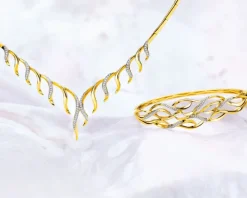 Bransoletka z żółtego złota z brylantami - 0,21 ct - próba 585