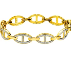Bransoletka z żółtego złota z diamentami - 18 cm - 0,45 ct - próba 585