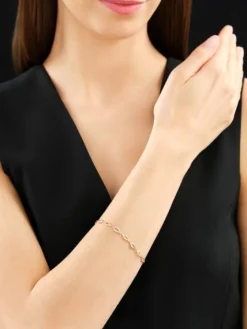 Bransoletka z żółtego złota z diamentami - 19 cm - 0,14 ct - próba 585