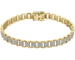 Bransoletka z żółtego złota z diamentami - 18 cm - 1,00 ct - próba 585