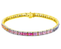 Bransoletka z żółtego złota z diamentami - koliber, koniczyna, kwiat - 0,01 ct - próba 375