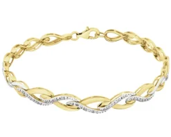 Bransoletka z żółtego złota z diamentami - 18 cm - 0,05 ct - próba 585