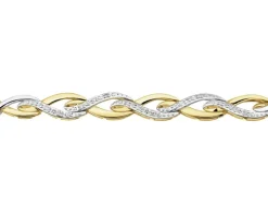 Bransoletka z żółtego złota z diamentami - 18 cm - 0,05 ct - próba 585