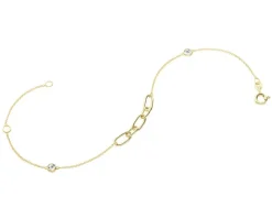 Bransoletka z żółtego złota z diamentami - 0,01 ct - próba 375