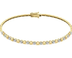 Bransoletka z żółtego złota z brylantami - 18 cm - 0,15 ct - próba 585