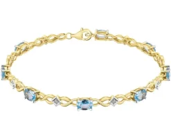 Bransoletka z żółtego złota z diamentami i topazami - 18 cm - próba 585