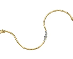 Bransoletka z żółtego złota z brylantami - 19 cm - 0,12 ct - próba 585