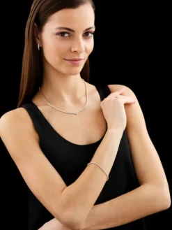 Bransoletka z żółtego złota z brylantami - 19 cm - 0,52 ct - próba 585