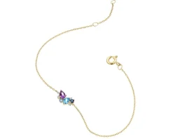 Bransoletka z żółtego złota z diamentami, topazami i ametystem - próba 375