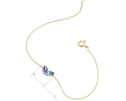 Bransoletka z żółtego złota z diamentami, topazami i ametystem - próba 375