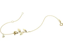 Bransoletka z żółtego złota z diamentem - kwiat, róża, serce - 0,004 ct - próba 585