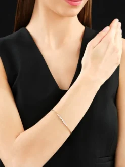 Bransoletka z żółtego złota z brylantami - 19 cm - 0,21 ct - próba 585