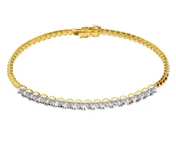 Bransoletka z żółtego złota z diamentami - 18 cm - 0,14 ct - próba 375