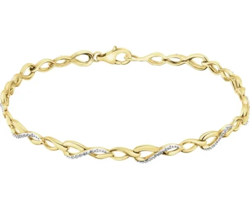 Bransoletka z żółtego złota z diamentami - 18 cm - 0,03 ct - próba 375