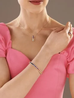 Bransoletka z żółtego złota z brylantami i szafirami kolorowymi - próba 585