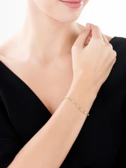 Bransoletka z żółtego złota z diamentami - nieskończoność - 18 cm - 0,15 ct - próba 375