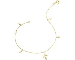 Bransoletka z żółtego złota z diamentem - liście - 0,004 ct - próba 375