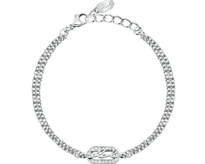 Bransoletka ze stali szlachetnej z cyrkoniami - Karl Lagerfeld