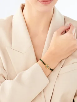 Bransoletka ze stali szlachetnej z chalcedonem - drzewo