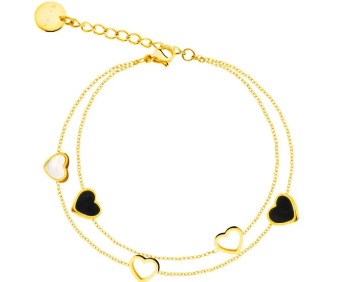 Bransoletka ze stali szlachetnej z muszlą - serca