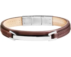 Bransoletka ze stali szlachetnej i skóry