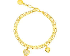 Bransoletka ze stali szlachetnej z cyrkoniami - serca