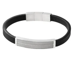 Bransoletka ze stali szlachetnej i skóry