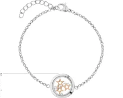 Bransoletka ze stali szlachetnej z cyrkoniami i szklanymi detalami - gwiazdy