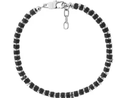 Bransoletka ze stali szlachetnej z cyrkoniami i lawą