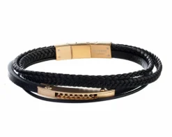 Bransoletka ze stali szlachetnej i skóry