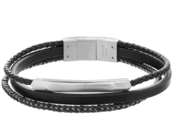 Bransoletka ze stali szlachetnej i skóry