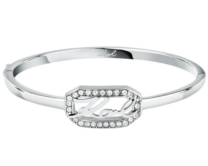 Bransoletka ze stali szlachetnej z cyrkoniami - Karl Lagerfeld