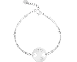 Bransoletka ze stali szlachetnej z cyrkoniami - koniczyna