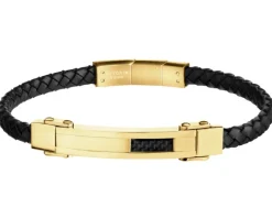 Bransoletka ze stali szlachetnej i skóry