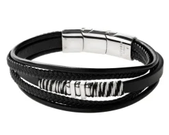 Bransoletka ze stali szlachetnej i skóry