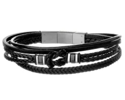 Bransoletka ze stali szlachetnej i skóry
