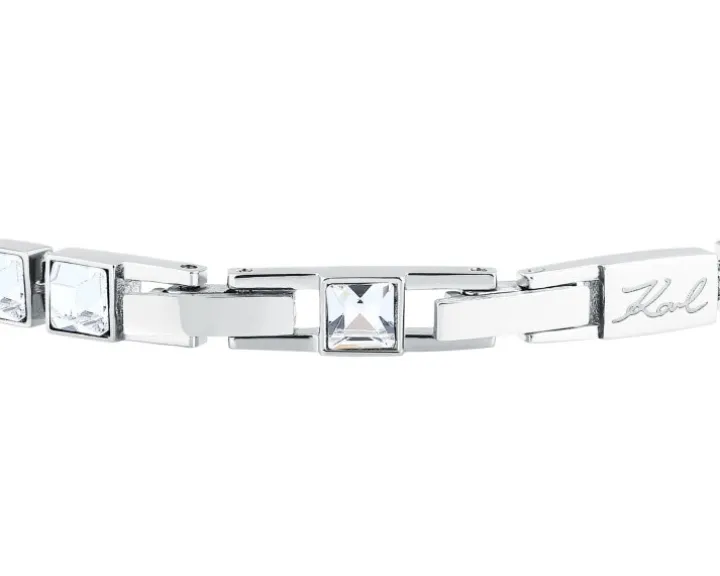 Bransoletka ze stali szlachetnej z cyrkoniami - Karl Lagerfeld