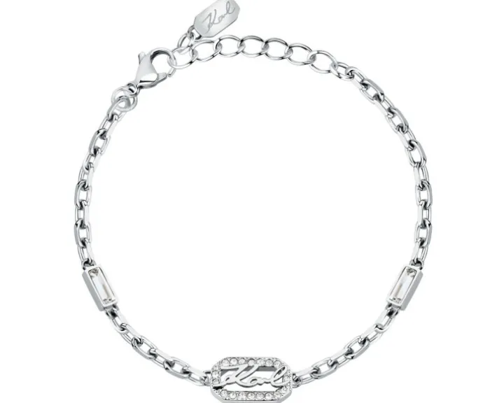 Bransoletka ze stali szlachetnej z cyrkoniami - Karl Lagerfeld