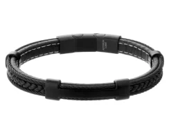 Bransoletka ze stali szlachetnej i skóry