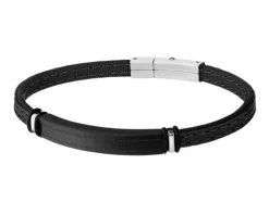 Bransoletka ze stali szlachetnej i skóry
