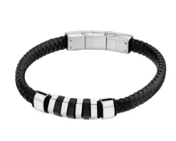 Bransoletka ze stali szlachetnej i skóry