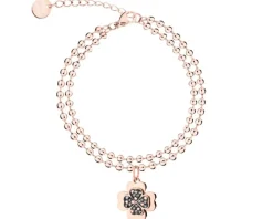 Bransoletka ze stali szlachetnej z markasytami - koniczyna