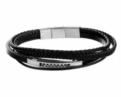 Bransoletka ze stali szlachetnej i skóry